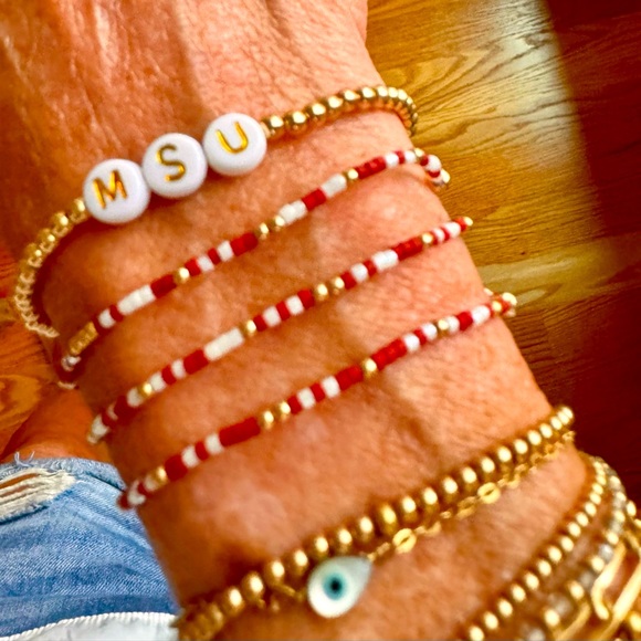 Ole Miss Sterling-silver Rebels bracelet + Set of 5 miyuki seed bead bracelets - Picture 10 of 11